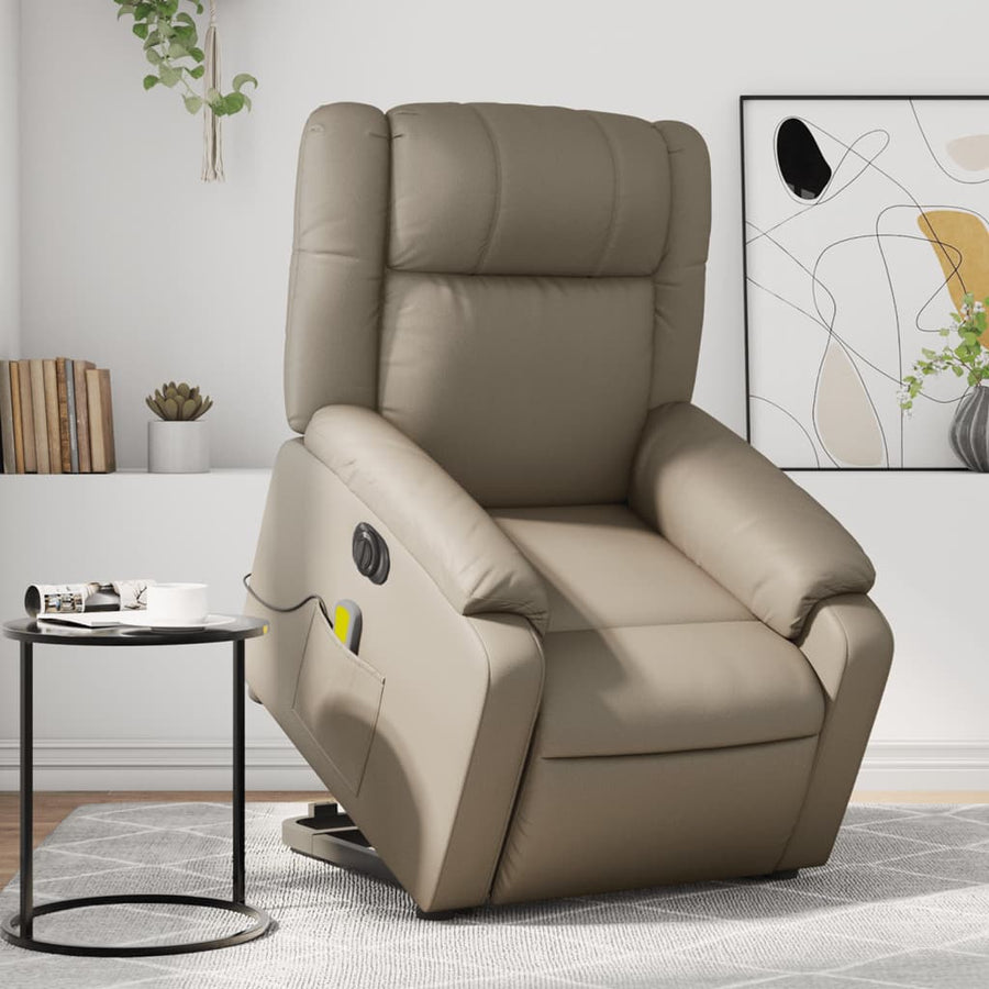 Sta-Op-Massagestoel Elektrisch Kunstleer Kleurig Cappuccino Ja Elektrisch verstelbaar