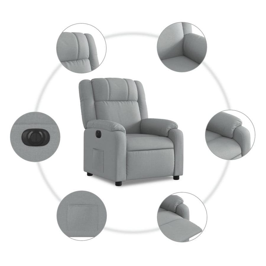 Fauteuil elektrisch verstelbaar stof lichtgrijs Nee Elektrisch verstelbaar