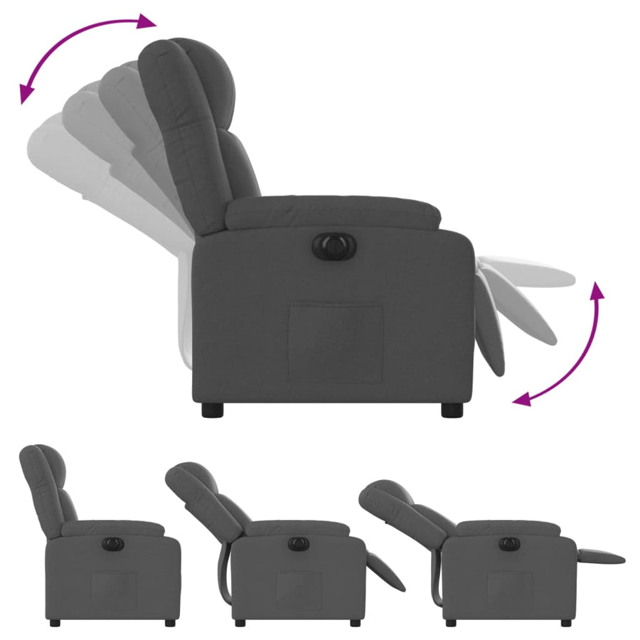 Fauteuil elektrisch verstelbaar stof donkergrijs Nee Elektrisch verstelbaar