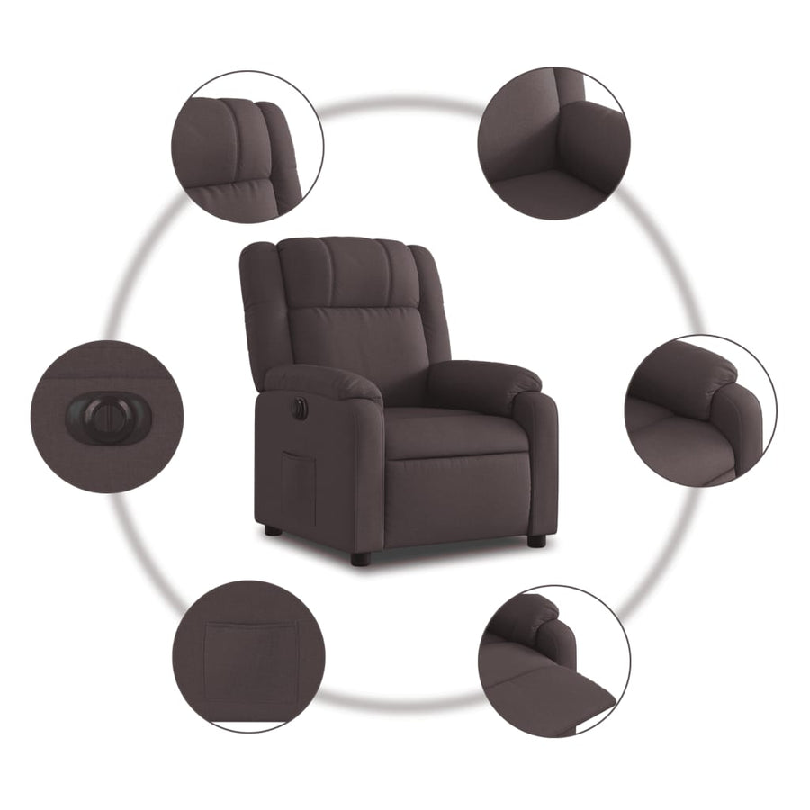 Fauteuil verstelbaar elektrisch stof donkerbruin