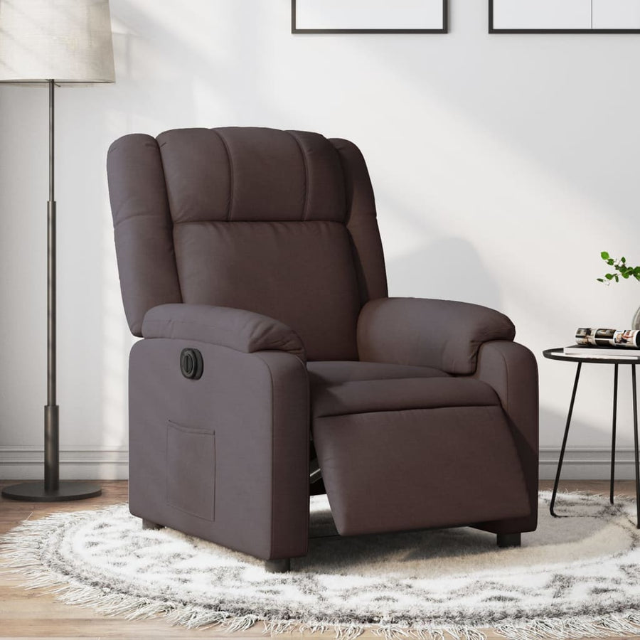 Fauteuil verstelbaar elektrisch stof donkerbruin