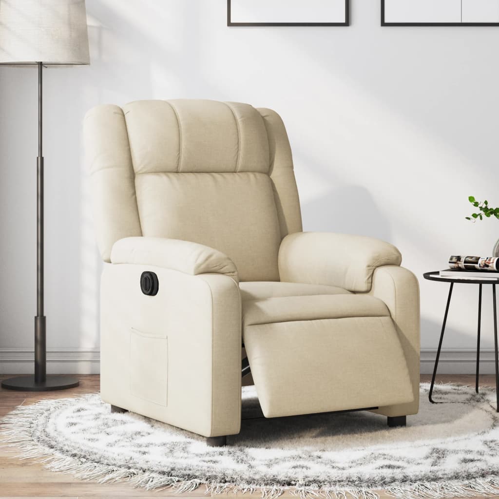 Fauteuil verstelbaar elektrisch stof crèmekleurig