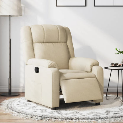 Fauteuil verstelbaar elektrisch stof crèmekleurig