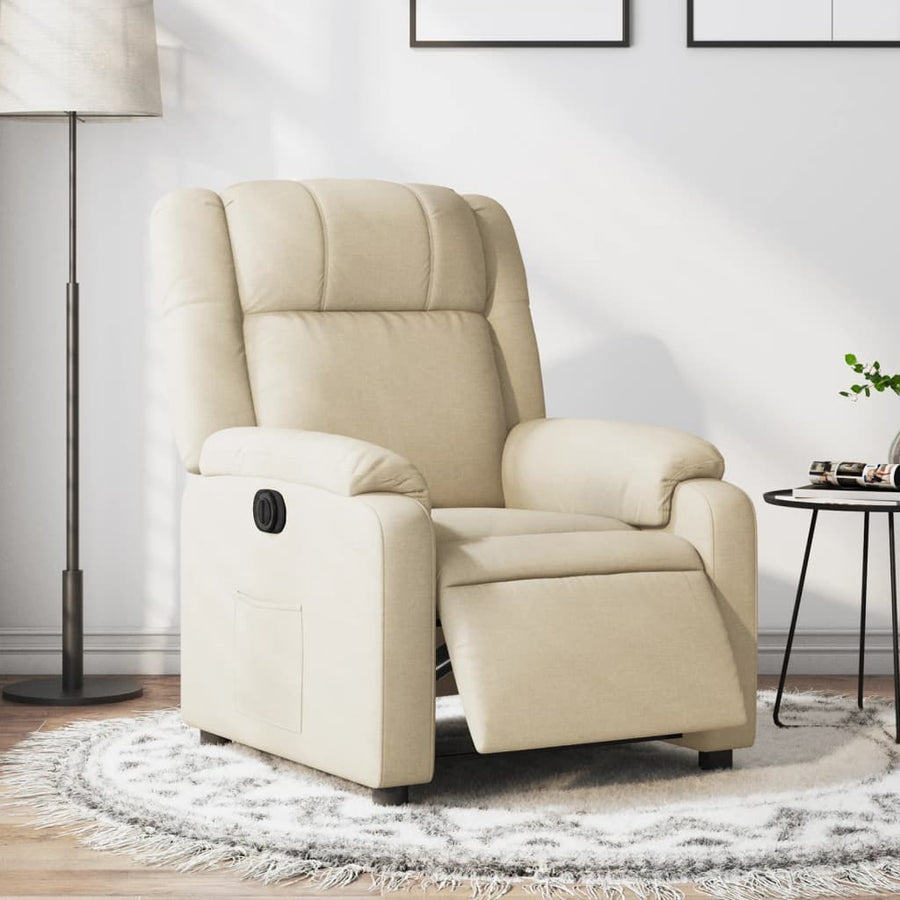 Fauteuil verstelbaar elektrisch stof crèmekleurig