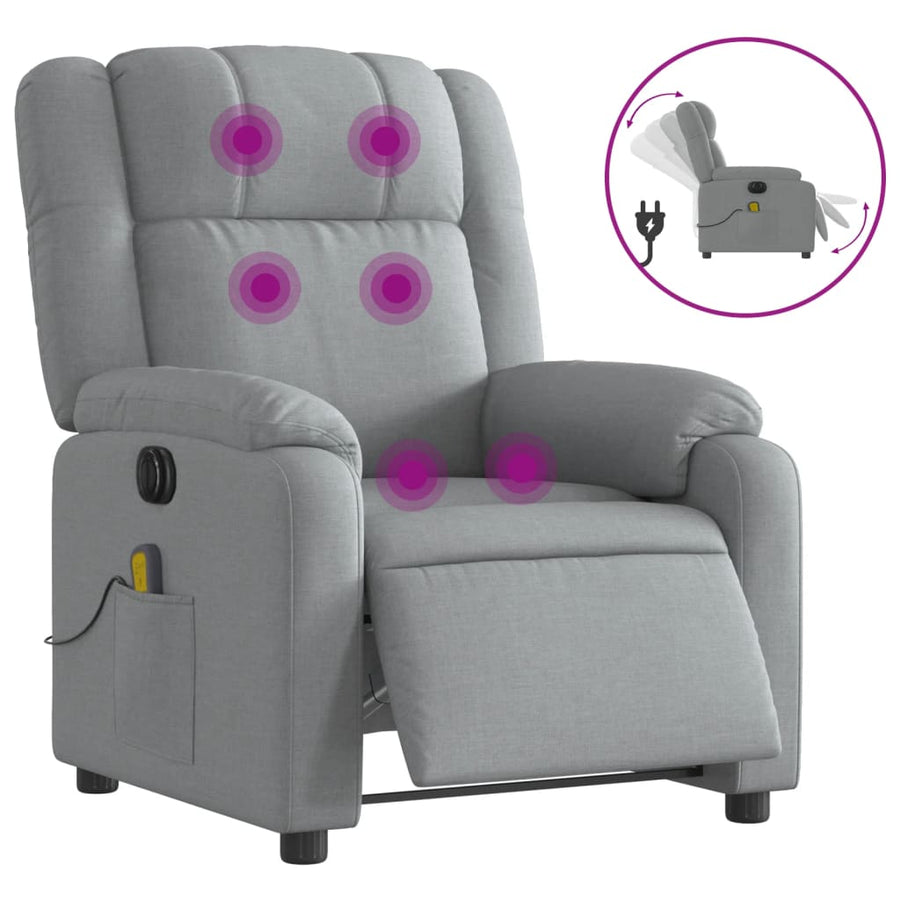 Massagestoel Stof Lichtgrijs Ja Elektrisch verstelbaar