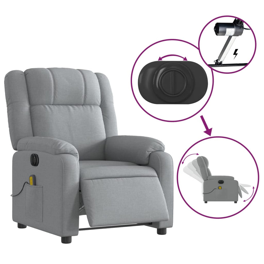 Massagestoel Stof Lichtgrijs Ja Elektrisch verstelbaar