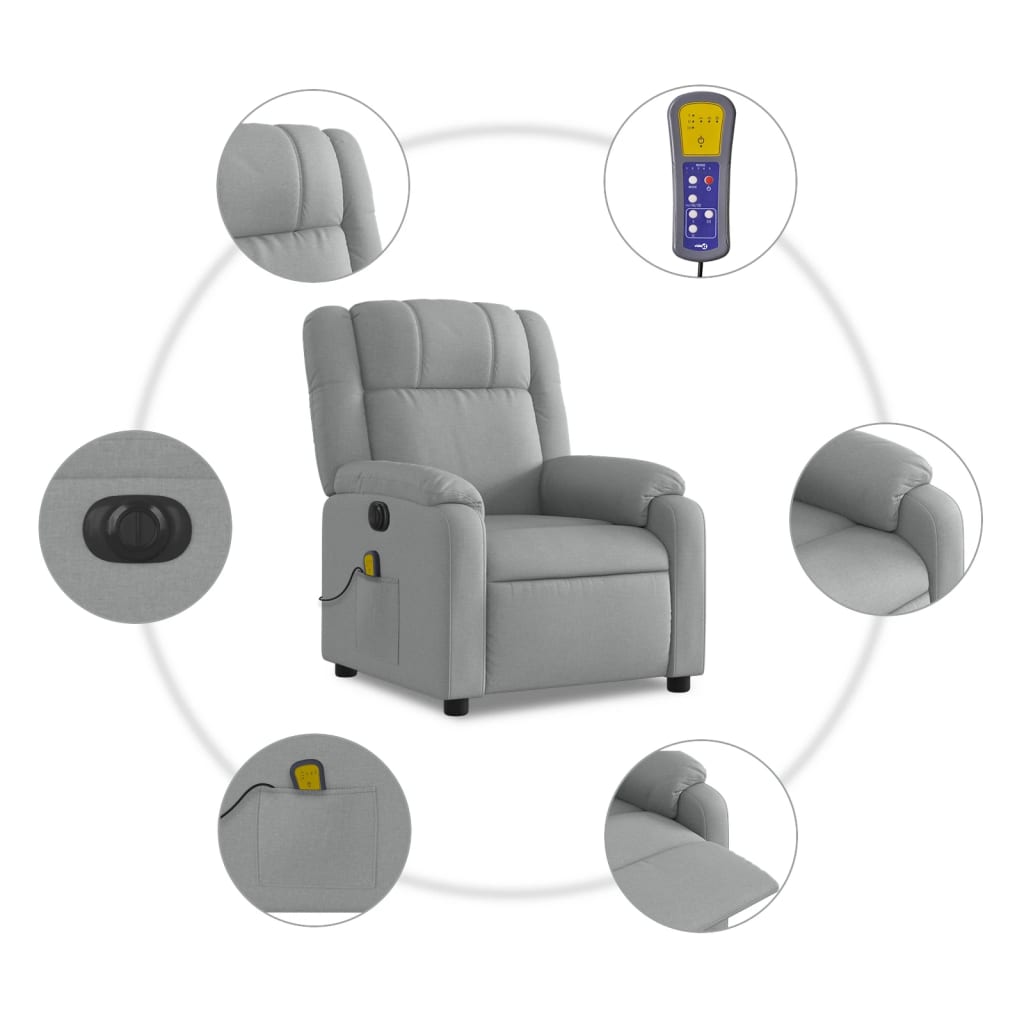 Massagestoel Stof Lichtgrijs Ja Elektrisch verstelbaar