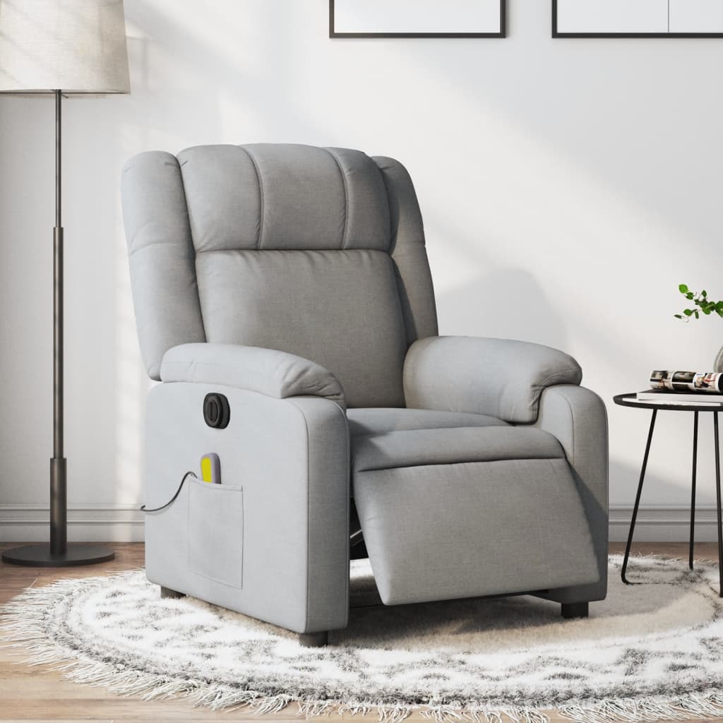 Massagestoel Stof Lichtgrijs Ja Elektrisch verstelbaar