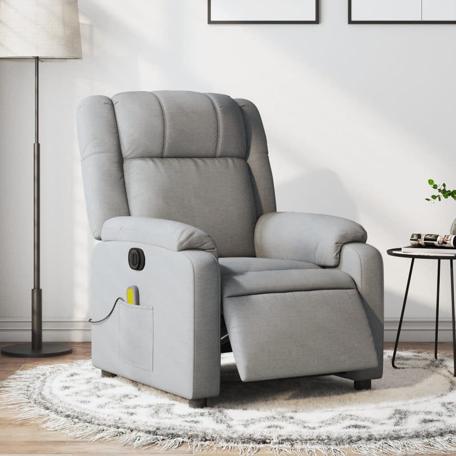 Massagestoel Stof Lichtgrijs Ja Elektrisch verstelbaar
