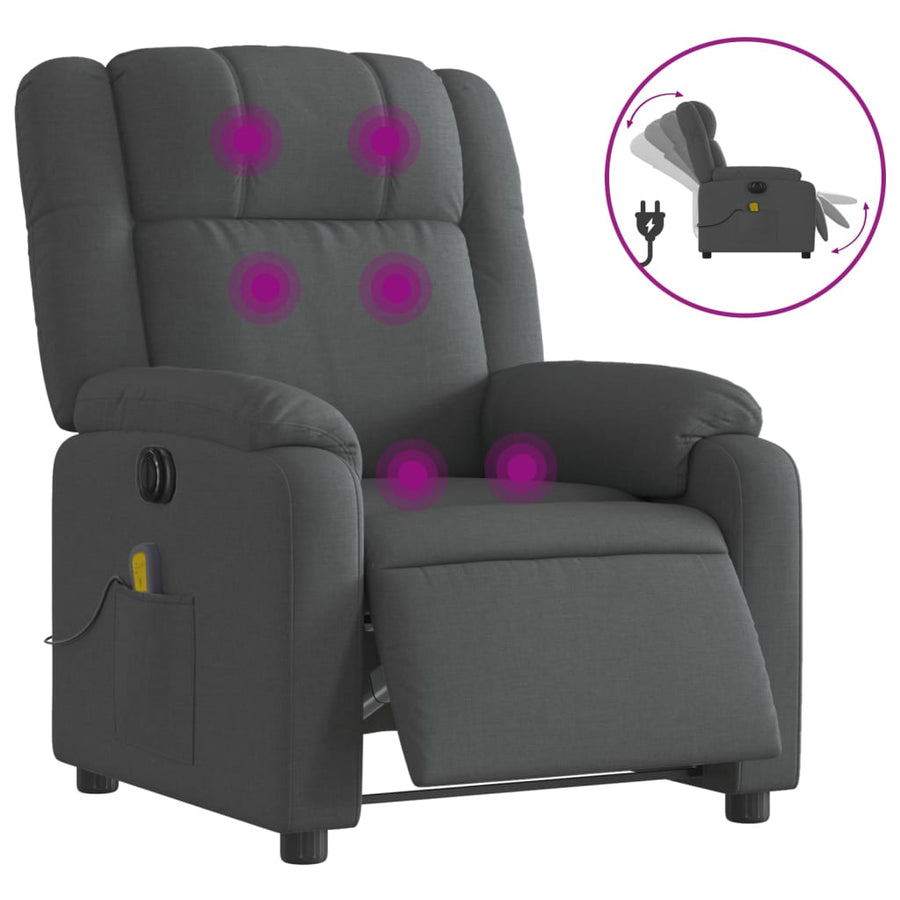Massagestoel Stof Donkergrijs Ja Elektrisch verstelbaar