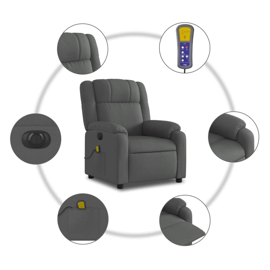 Massagestoel Stof Donkergrijs Ja Elektrisch verstelbaar