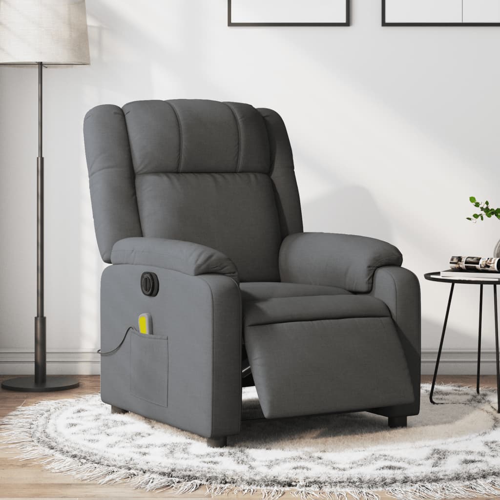 Massagestoel Stof Donkergrijs Ja Elektrisch verstelbaar