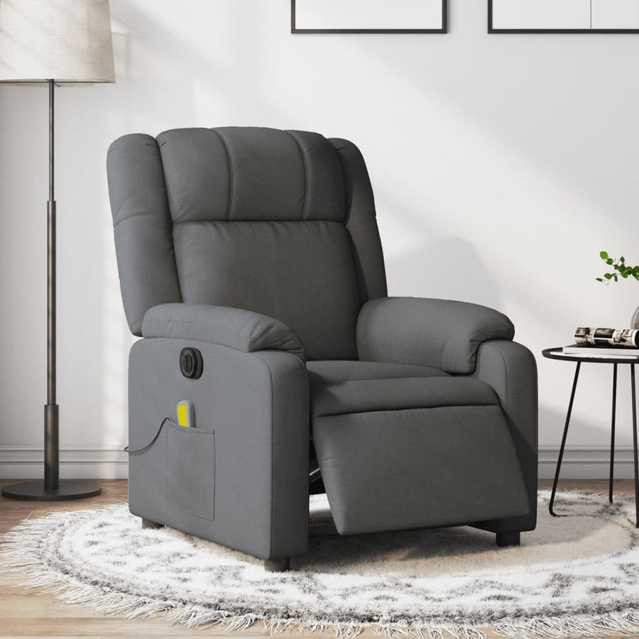 Massagestoel Stof Donkergrijs Ja Elektrisch verstelbaar