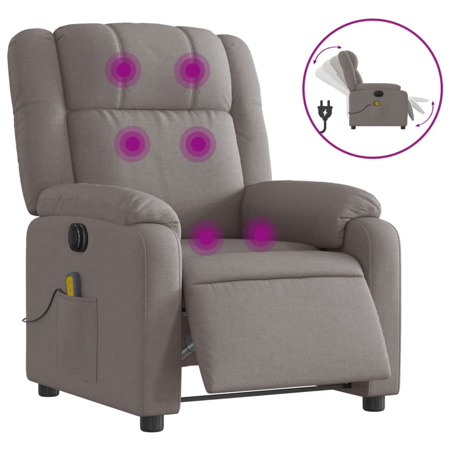 Massagestoel elektrisch verstelbaar stof taupe