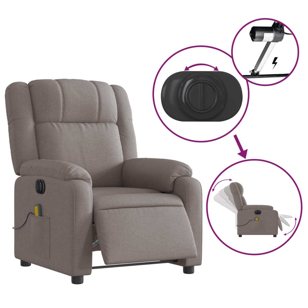 Massagestoel elektrisch verstelbaar stof taupe