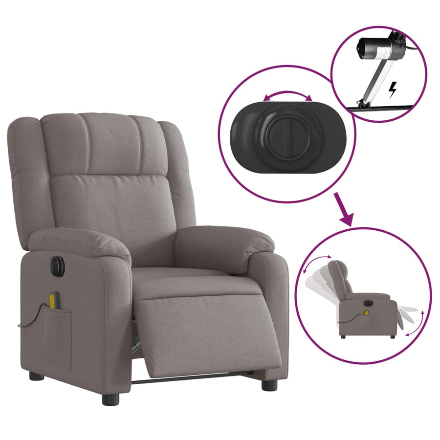 Massagestoel elektrisch verstelbaar stof taupe