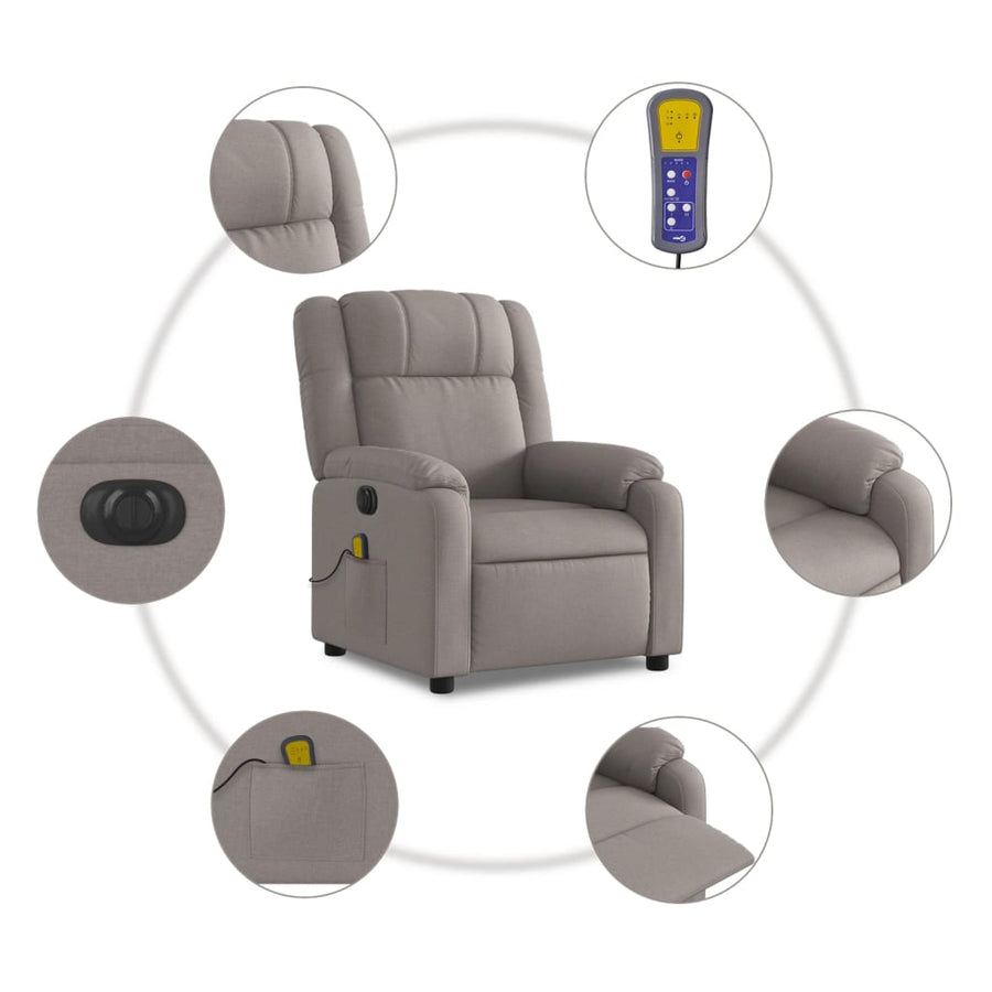 Massagestoel elektrisch verstelbaar stof taupe