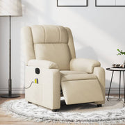Massagestoel elektrisch verstelbaar stof crèmekleurig 77x95x99 cm