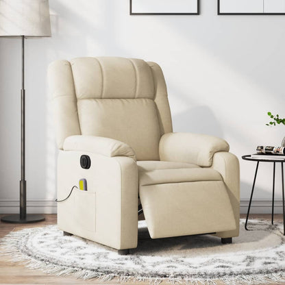 Massagestoel elektrisch verstelbaar stof crèmekleurig