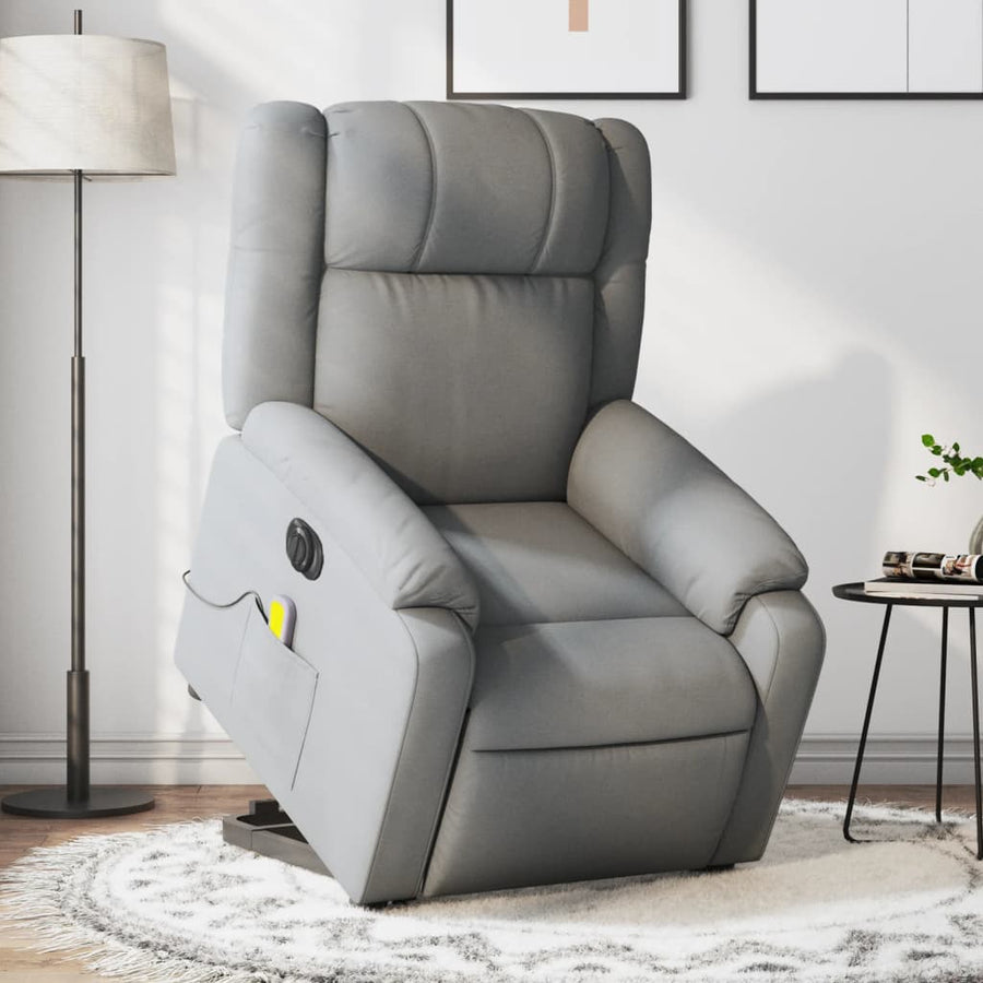 Sta-Op-Massagestoel Stof Lichtgrijs Ja Elektrisch verstelbaar