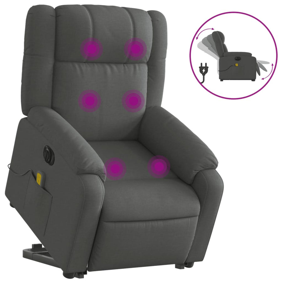 Sta-Op-Massagestoel Stof Donkergrijs Ja Elektrisch verstelbaar