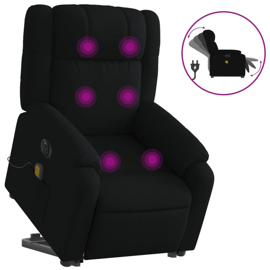 Sta-Op-Massagestoel Stof Zwart Ja Elektrisch verstelbaar