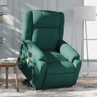 Rise and Recline Massage Chair Electric Adjustable Fabric Dark Green