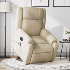 Recliner Massage Chair Electric Adjustable Fabric Cream