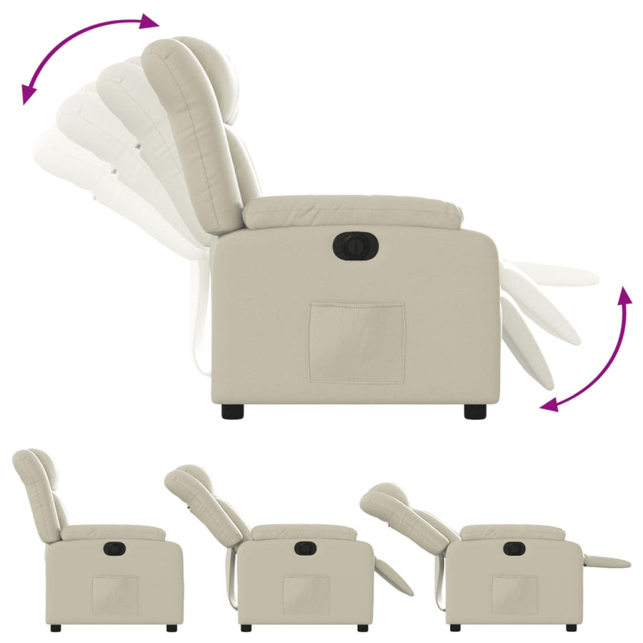 Fauteuil Kunstleer Kleurig Crème Nee Elektrisch verstelbaar