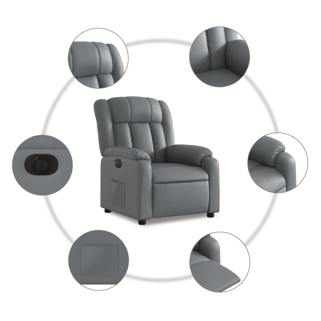 Fauteuil Verstelbaar Elektrisch Kunstleer Grijs Nee Elektrisch verstelbaar