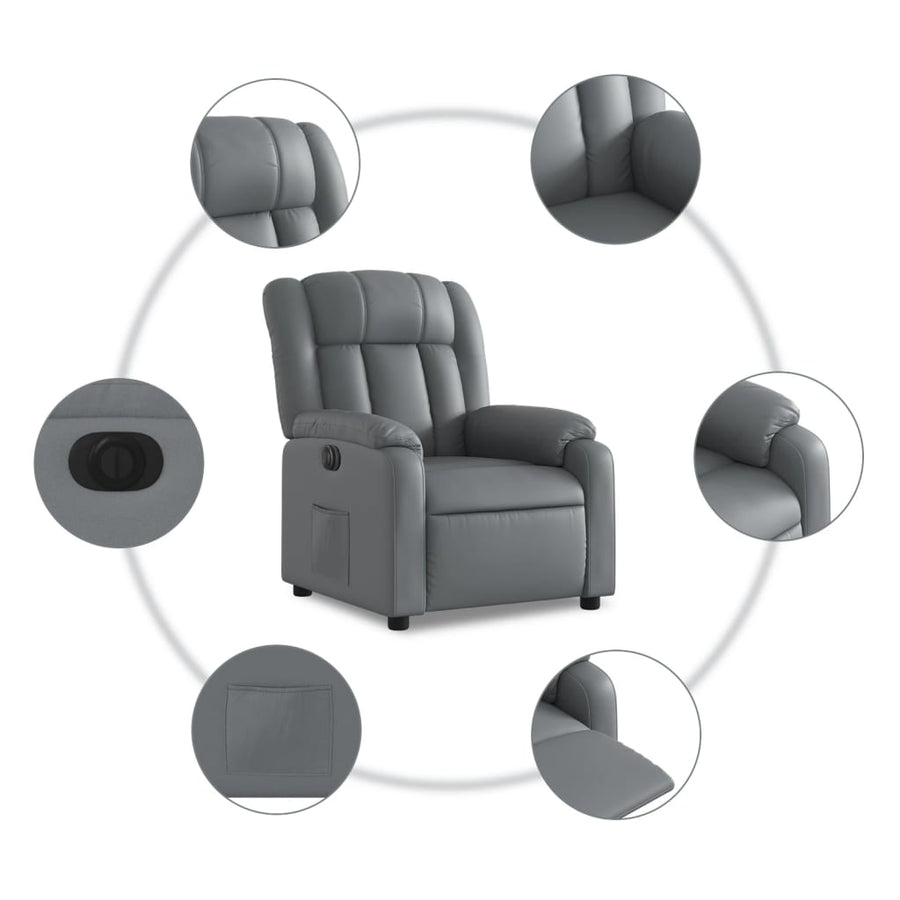 Fauteuil Verstelbaar Elektrisch Kunstleer Grijs Nee Elektrisch verstelbaar