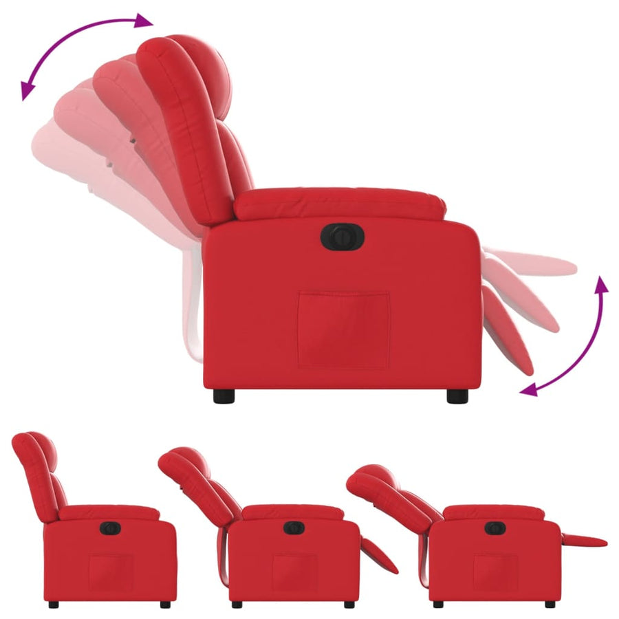 Fauteuil verstelbaar elektrisch kunstleer rood