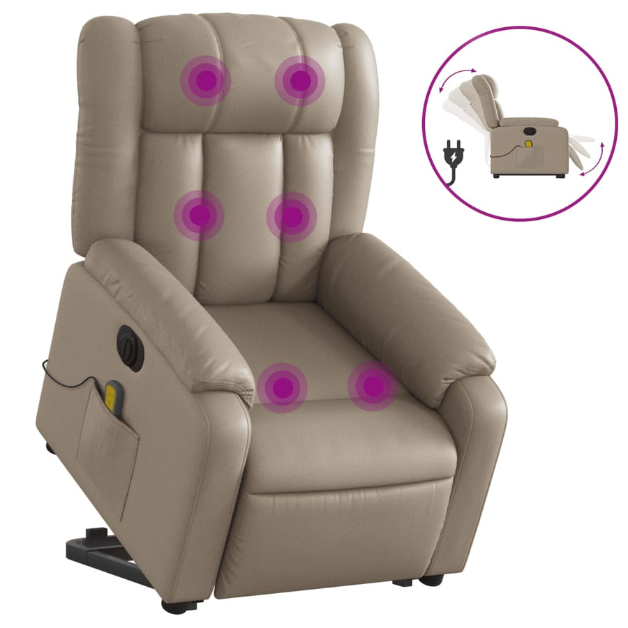 Sta-Op-Massagestoel Elektrisch Kunstleer Kleurig Cappuccino Ja Elektrisch verstelbaar