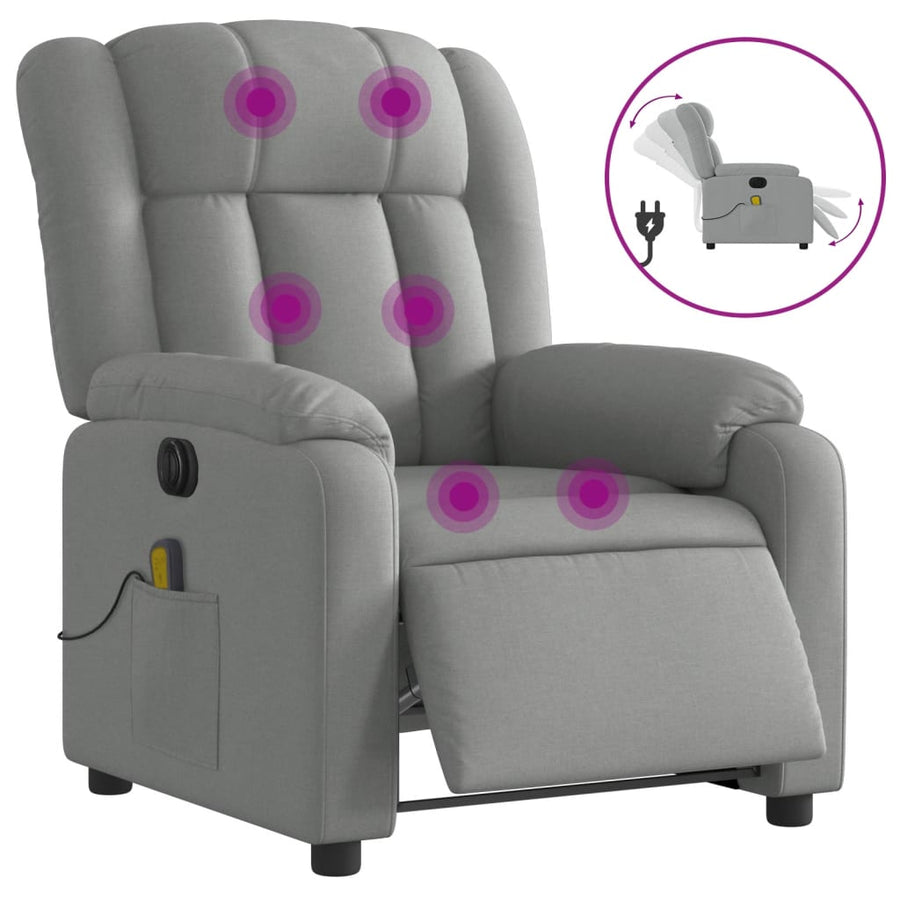 Massagestoel Stof Lichtgrijs Ja Elektrisch verstelbaar