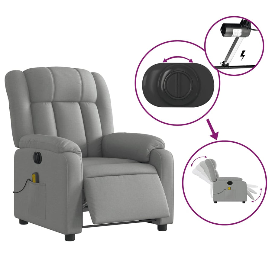 Massagestoel Stof Lichtgrijs Ja Elektrisch verstelbaar
