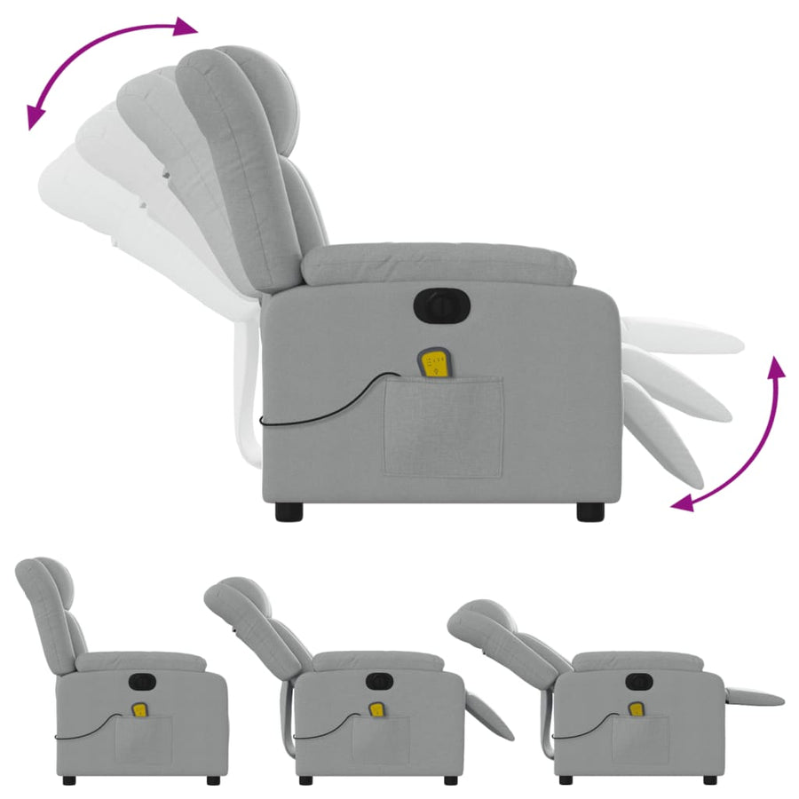 Massagestoel Stof Lichtgrijs Ja Elektrisch verstelbaar