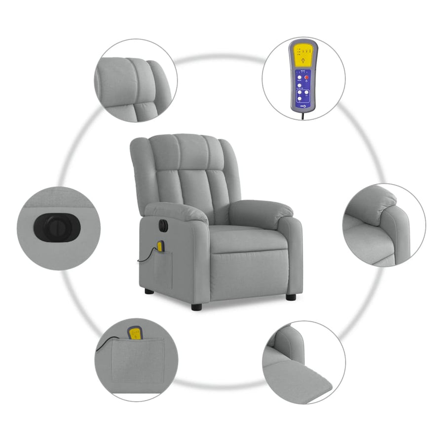 Massagestoel Stof Lichtgrijs Ja Elektrisch verstelbaar