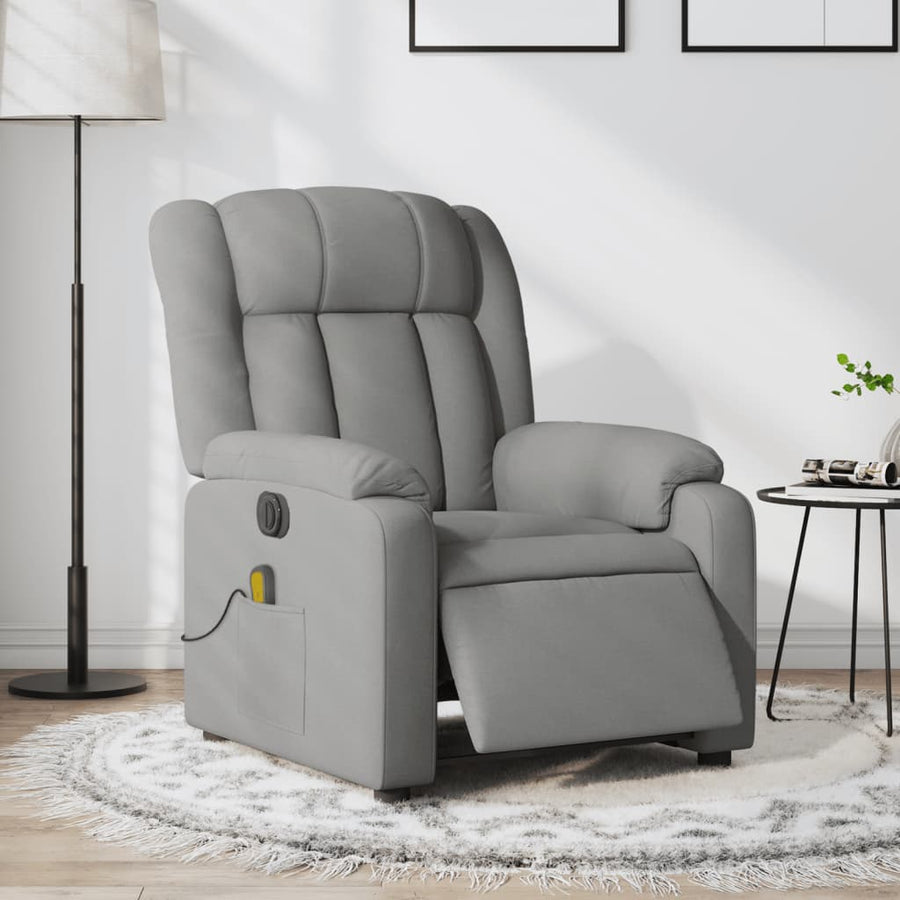 Massagestoel Stof Lichtgrijs Ja Elektrisch verstelbaar