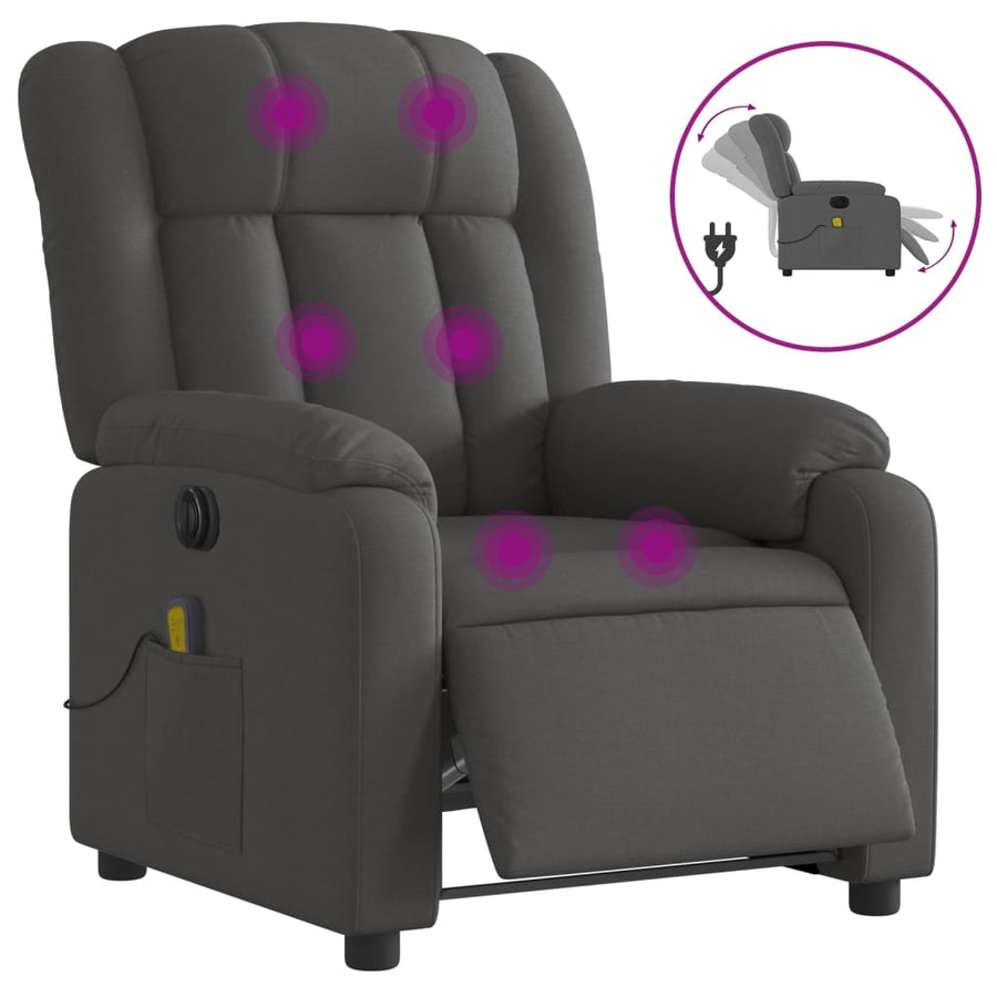 Massagestoel Stof Donkergrijs Ja Elektrisch verstelbaar