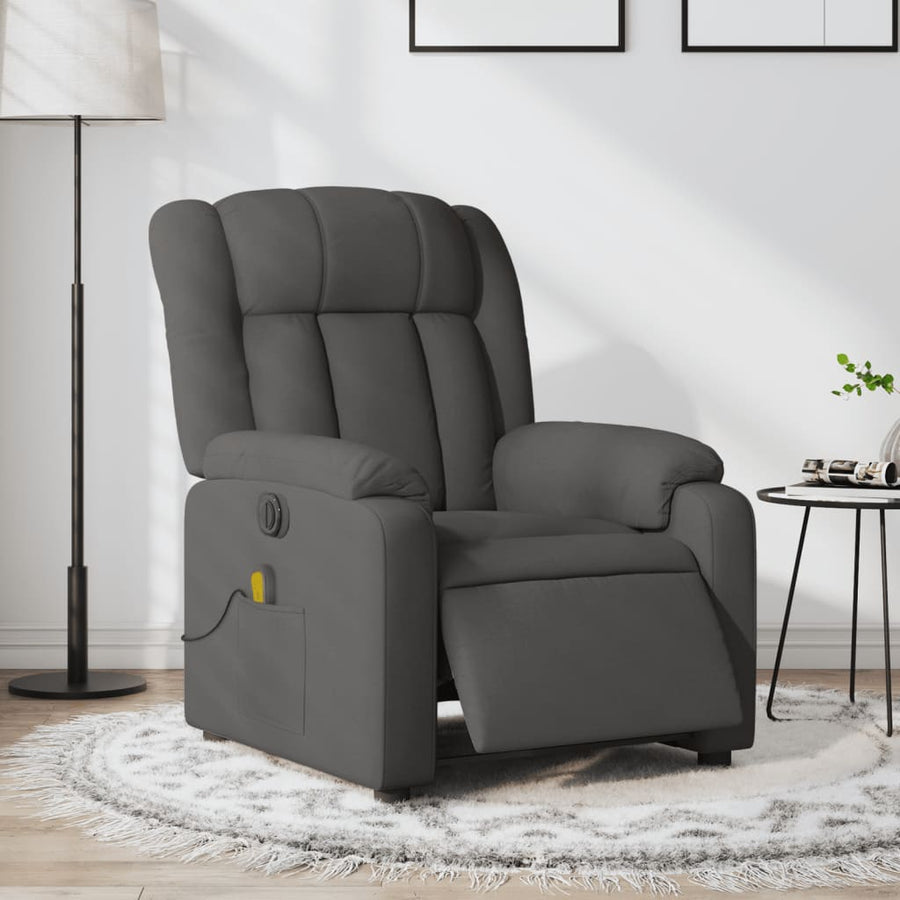 Massagestoel Stof Donkergrijs Ja Elektrisch verstelbaar