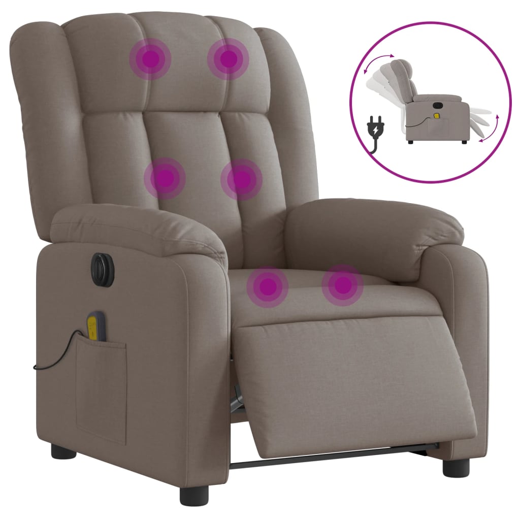Massagestoel elektrisch verstelbaar stof taupe