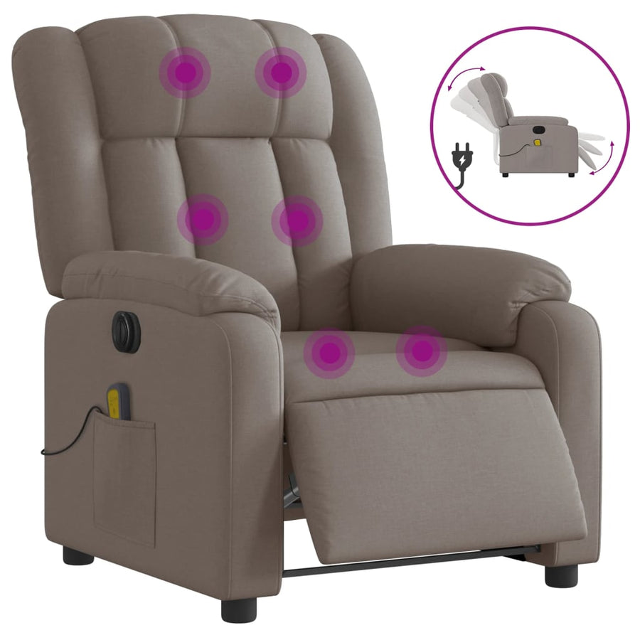 Massagestoel elektrisch verstelbaar stof taupe