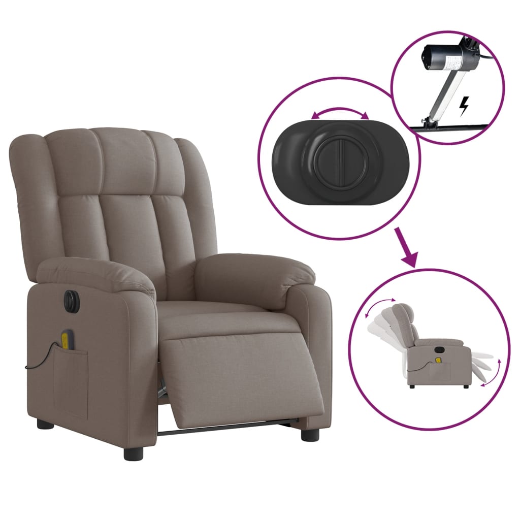 Massagestoel elektrisch verstelbaar stof taupe