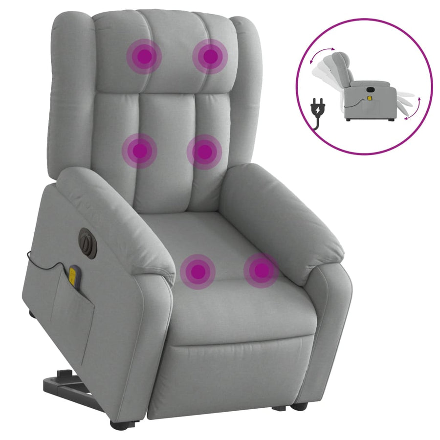 Sta-Op-Massagestoel Stof Lichtgrijs Ja Elektrisch verstelbaar