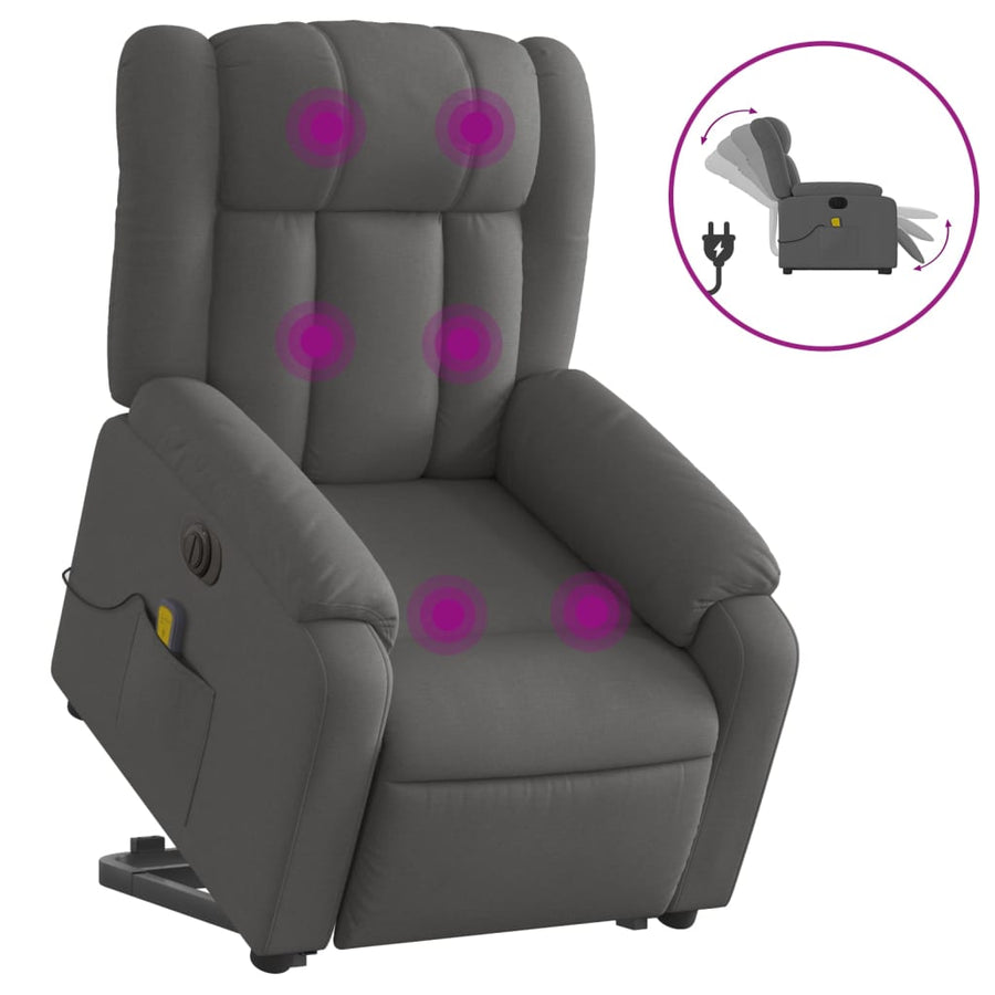 Sta-Op-Massagestoel Stof Donkergrijs Ja Elektrisch verstelbaar