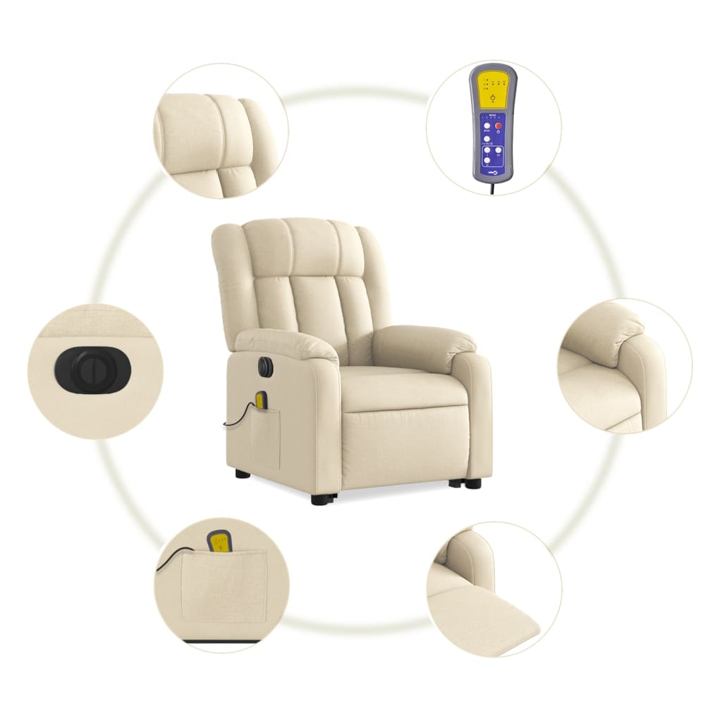 Sta-Op-Massagestoel Stof Kleurig Crème Ja Elektrisch verstelbaar