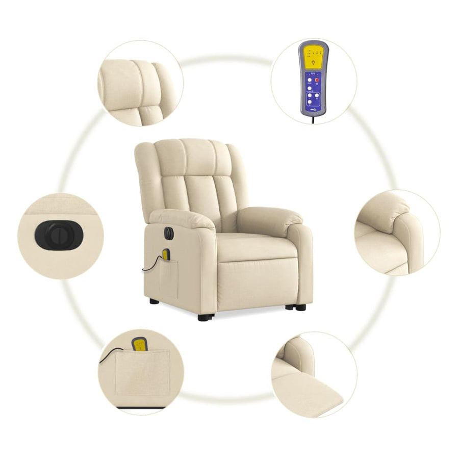 Sta-Op-Massagestoel Stof Kleurig Crème Ja Elektrisch verstelbaar