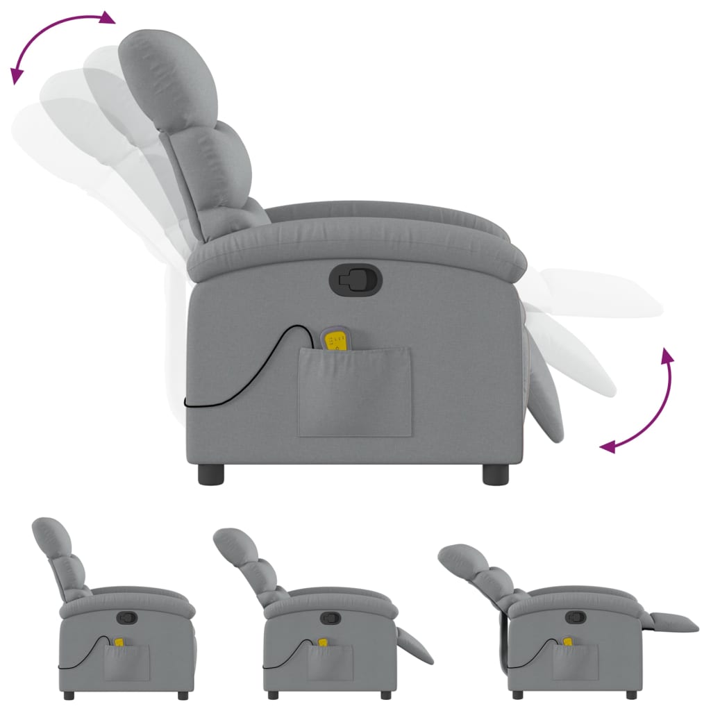 Massagestoel met lichtgrijze stof