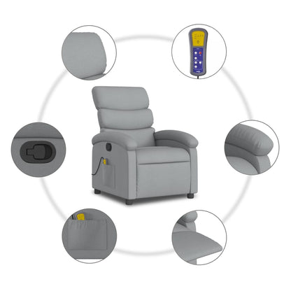 Massagestoel met lichtgrijze stof