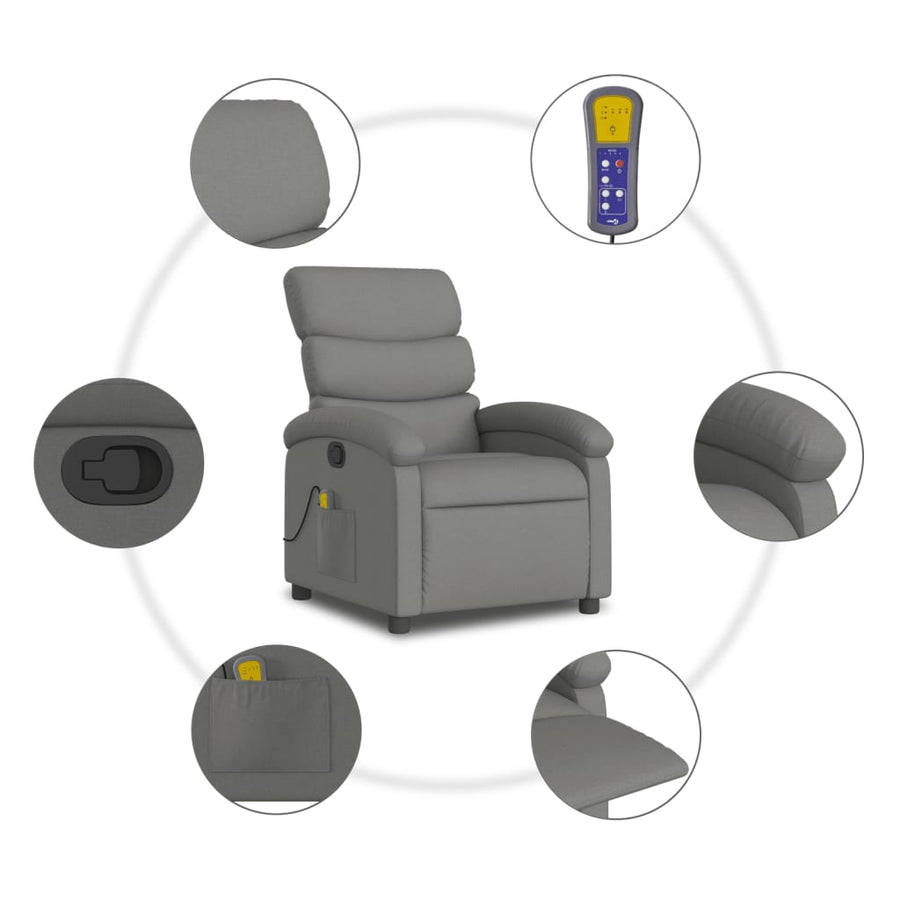 Massagestoel in donkergrijze stof